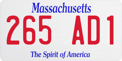 MA license plate 265AD1