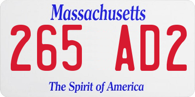 MA license plate 265AD2