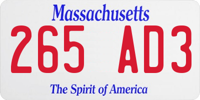 MA license plate 265AD3