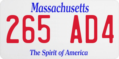 MA license plate 265AD4