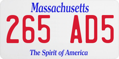 MA license plate 265AD5