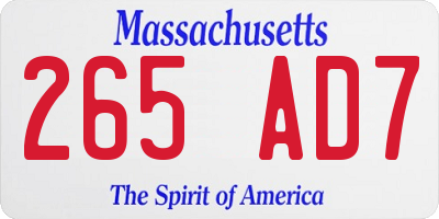 MA license plate 265AD7