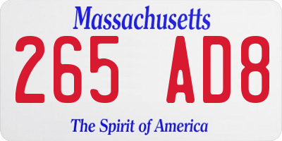 MA license plate 265AD8