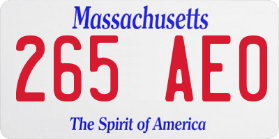 MA license plate 265AE0