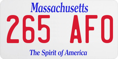 MA license plate 265AF0