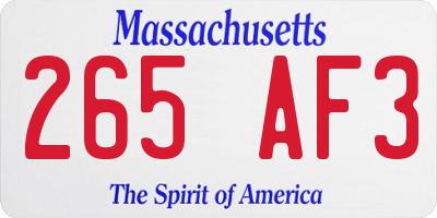 MA license plate 265AF3