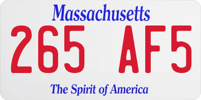 MA license plate 265AF5