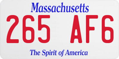 MA license plate 265AF6