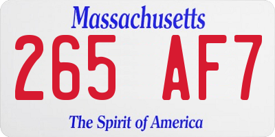 MA license plate 265AF7