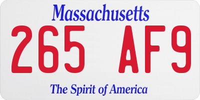 MA license plate 265AF9