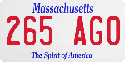 MA license plate 265AG0