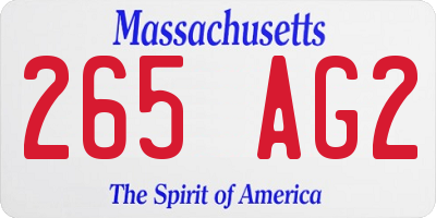 MA license plate 265AG2
