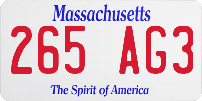 MA license plate 265AG3