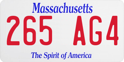 MA license plate 265AG4