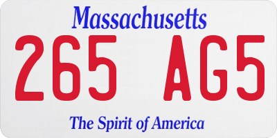 MA license plate 265AG5