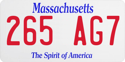 MA license plate 265AG7