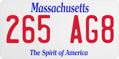 MA license plate 265AG8