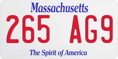 MA license plate 265AG9