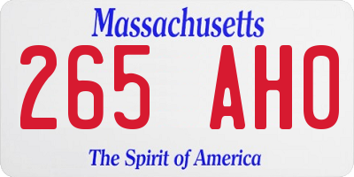 MA license plate 265AH0