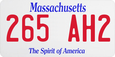 MA license plate 265AH2