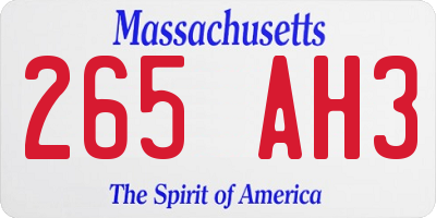 MA license plate 265AH3