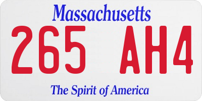 MA license plate 265AH4