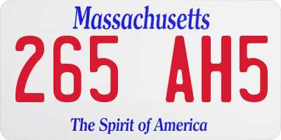 MA license plate 265AH5