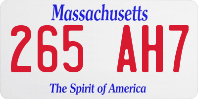 MA license plate 265AH7
