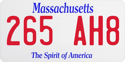 MA license plate 265AH8