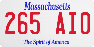 MA license plate 265AI0