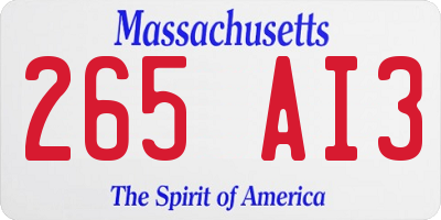 MA license plate 265AI3