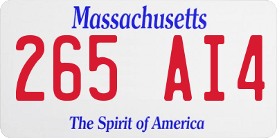 MA license plate 265AI4