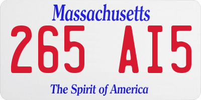 MA license plate 265AI5