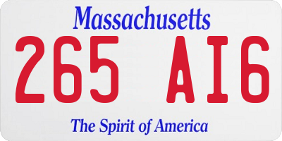 MA license plate 265AI6
