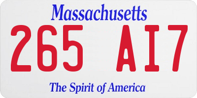 MA license plate 265AI7