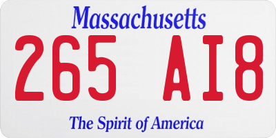 MA license plate 265AI8