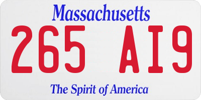 MA license plate 265AI9
