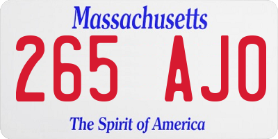 MA license plate 265AJ0