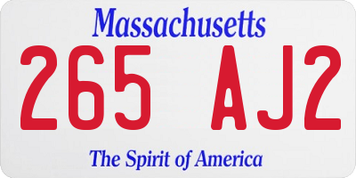 MA license plate 265AJ2
