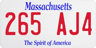 MA license plate 265AJ4
