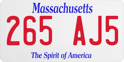 MA license plate 265AJ5