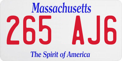 MA license plate 265AJ6