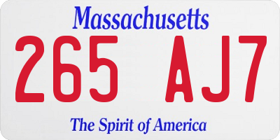 MA license plate 265AJ7