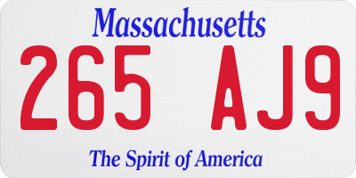 MA license plate 265AJ9