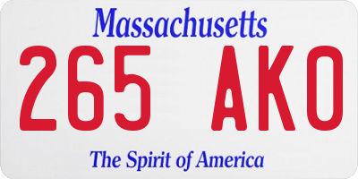 MA license plate 265AK0