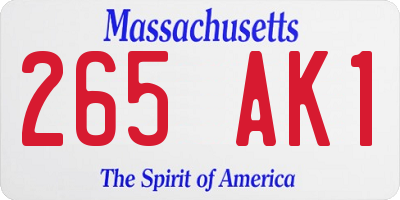 MA license plate 265AK1