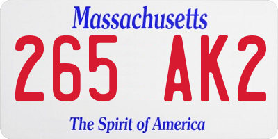MA license plate 265AK2