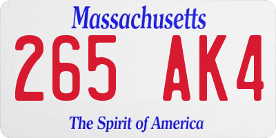 MA license plate 265AK4