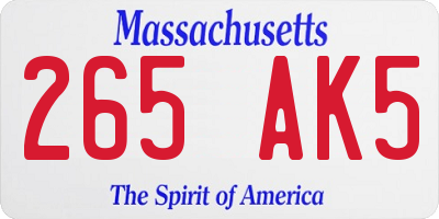 MA license plate 265AK5