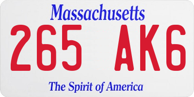 MA license plate 265AK6